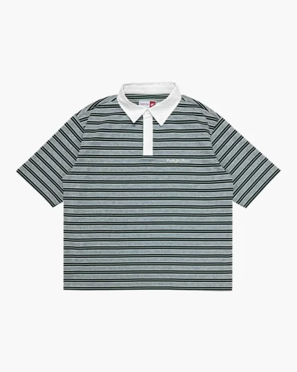 Double You studios DYS STRIPE POLO (GREY MARL)