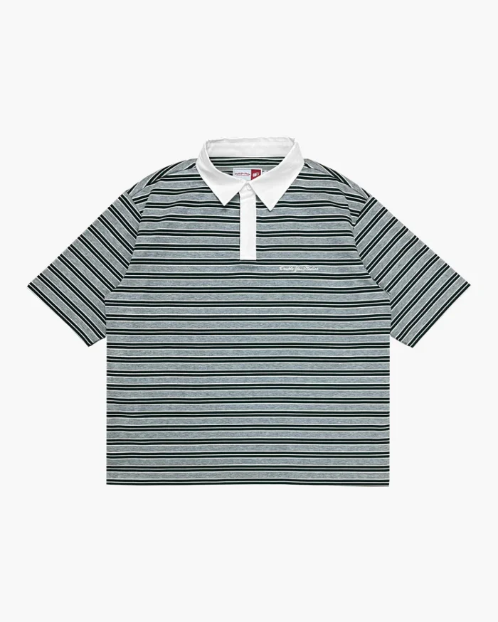 Double You studios DYS STRIPE POLO (GREY MARL)